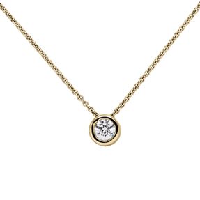 Halskette Collier Solitär Brillant-Anhänger 0,50 Ct 7,8mm 585 Gold Gelbgold 45cm