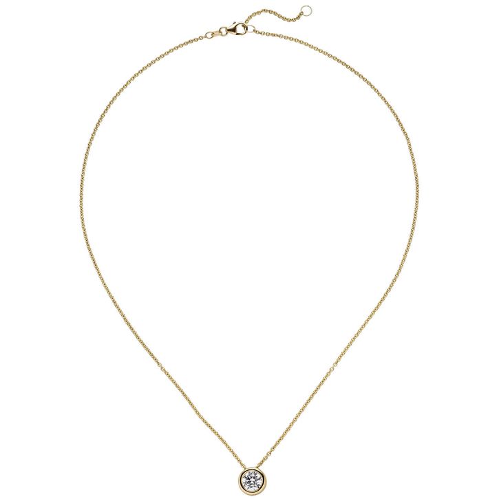 Solitär Collier Brillant 1 Ct. 9,4mm 585 Gelbgold 45cm