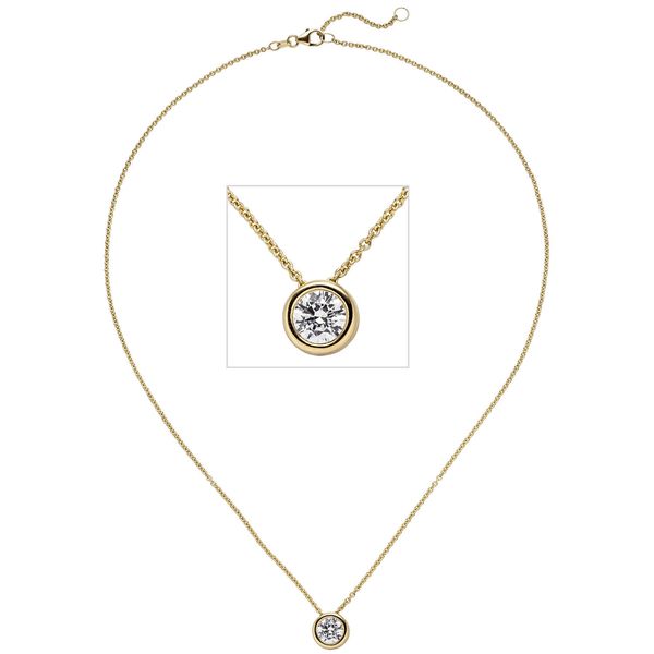 Solitär Collier Brillant 1 Ct. 9,4mm 585 Gelbgold 45cm