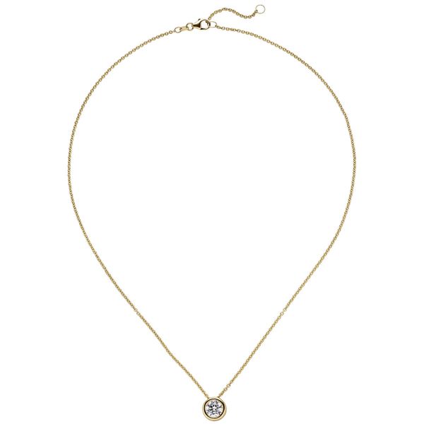 Solitär Collier Brillant 1 Ct. 9,4mm 585 Gelbgold 45cm