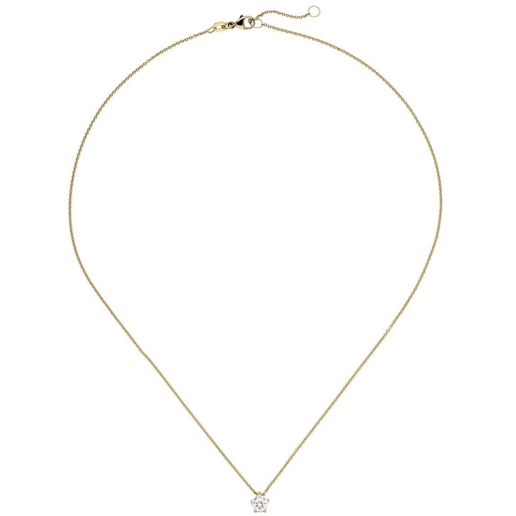 Solitär Collier mit Brillant 0,70 Ct. 585 Gelbgold 45cm