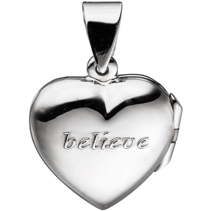 Medaillon und Halskette Herz believe 925 Silber 50cm