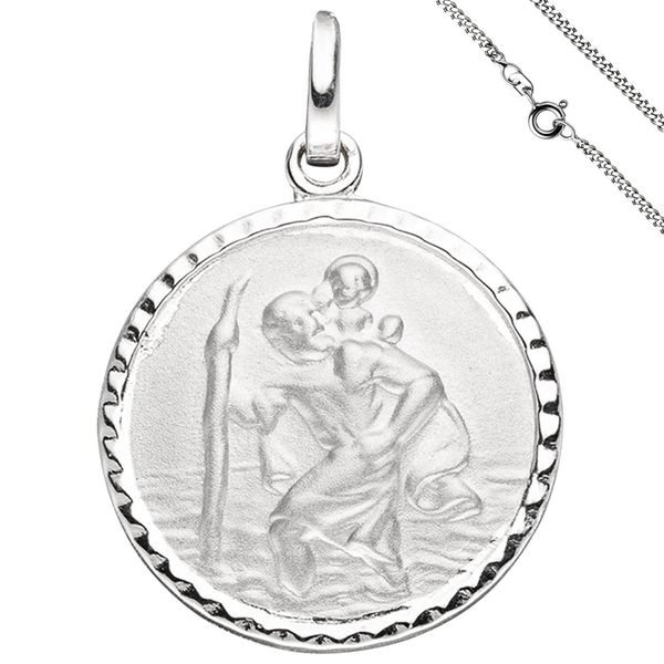 Amulett Christopherus und Halskette 50cm 925 Silber