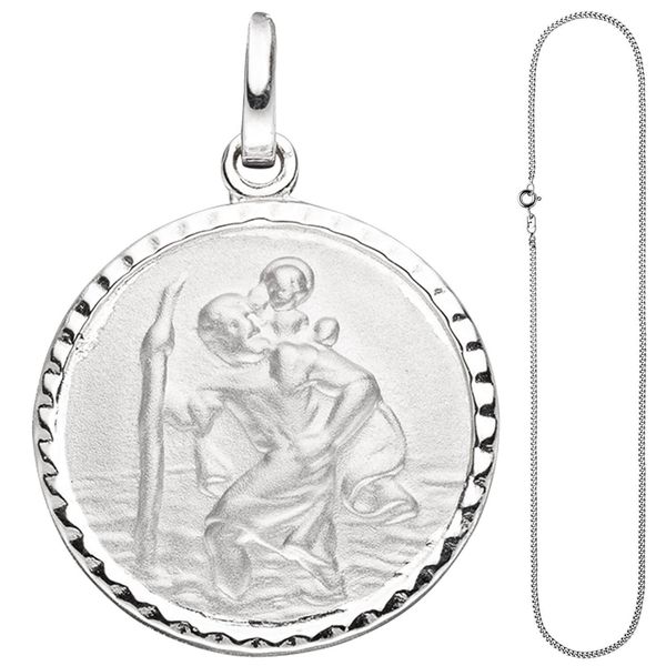 Amulett Christopherus und Halskette 50cm 925 Silber