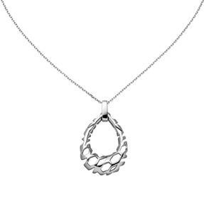 Collier Halskette mit Anhänger Tropfen 925 Silber rhodiniert 45cm Halsschmuck