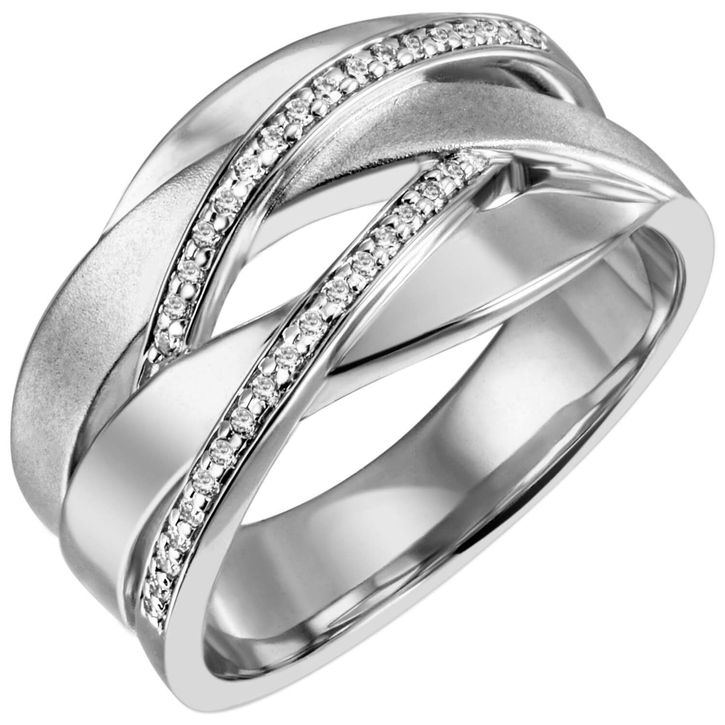 Breiter Ring mit 34 Zirkonia 925 Silber