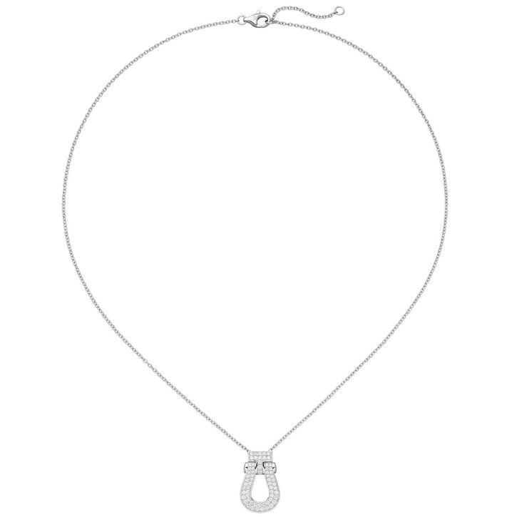 Collier mit Anhänger 64 Zirkonia 925 Silber 45cm