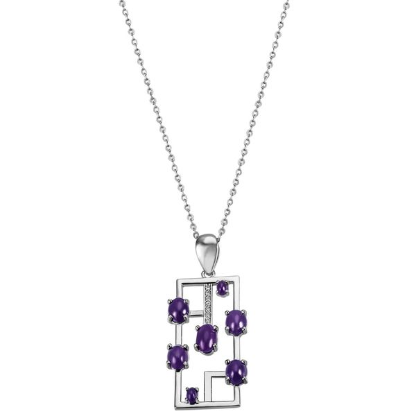 Collier mit Anhänger Amethyste und Zirkonia 925 Silber 45cm