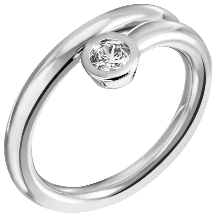 Solitär Ring mit Zirkonia 925 Silber spiralförmig