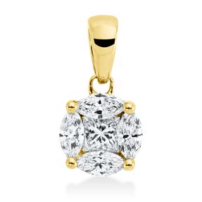 Anhänger aus 750 Gold Gelbgold 5 Diamanten 0,33ct TW-SI 11,6x6mm mit Öse