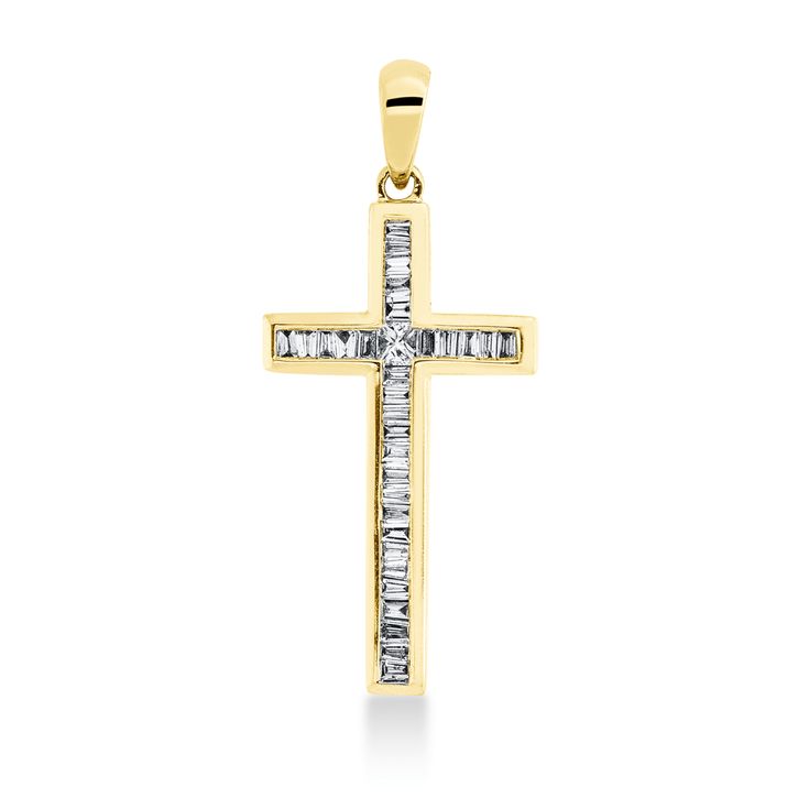 Anhänger Kreuz aus 750 Gelbgold 32 Diamanten 0.27ct