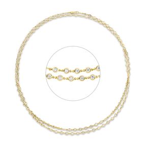 Collier 2-reihig aus 750 Gelbgold 137 Brillanten 4,34ct TTLB-SI L:81,3cm