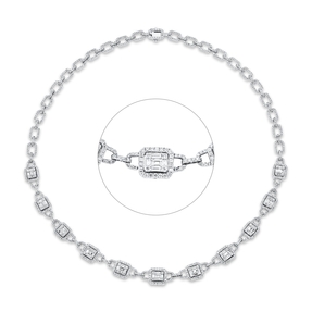 Collier aus 750 Gold Weißgold 965 Diamanten 6,6ct TW-SI L:40,6cm