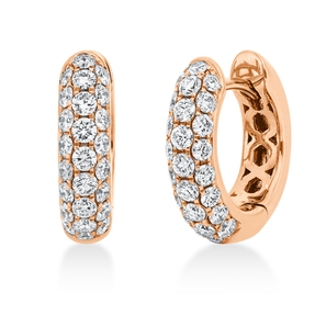 Pavé Creolen aus 750 Gold Rotgold 50 Brillanten 0,85ct TW-SI 14x3,6mm