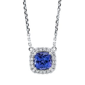 Collier aus 750 Weißgold Tansanit 1,8ct blau 20 Brillanten 0,22ct W-VSI L:45,7cm