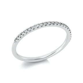 Halb-Memoire Ring schmal aus 950 Platin 23 Brillanten 0,15ct TW-SI B:1,7mm