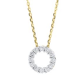 Collier Kreis aus 750 Gold Gelbgold 12 Brillanten 0,04ct TW-SI L:45cm