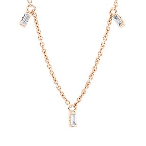 Collier aus 750 Rotgold 5 Diamanten Baguette-Schliff 0,12ct TW-SI L:45,7cm