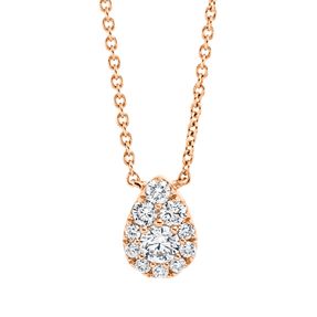 Collier Tropfen aus 750 Rotgold 10 Brillanten 0,18ct I-SI 1 Brillant 0,14ct I-SI