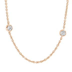 Collier aus 750 Gold Rotgold 11 Brillanten 0,74ct TW-SI L:55,9cm