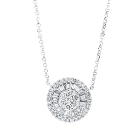 Collier Kreis aus 750 Gold Weißgold 59 Diamanten 0,47ct TW-SI L:43cm