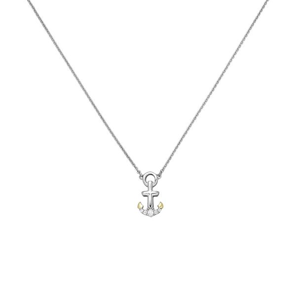 Collier mit Anhänger Anker 925 Silber 5 Zirkonia 45cm