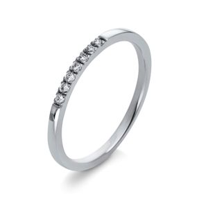 Halb-Memoire Ring schmal aus 750 Weißgold 7 Brillanten 0,09ct TW-SI B:1,6mm