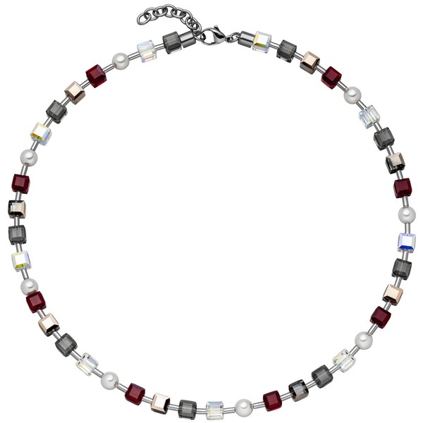 Collier Swarovski Elements Würfel und Kugel Edelstahl 42-45cm