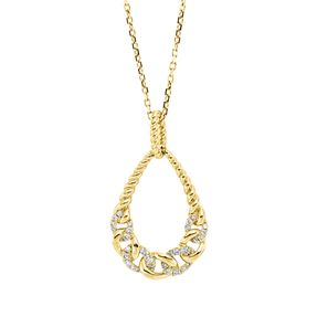 Collier Tropfen aus 750 Gold Gelbgold 33 Brillanten 0,13ct F-VSI/SI L:46cm