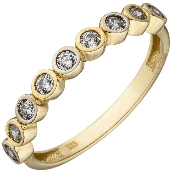 Ring mit 9 Zirkonia 333 Gelbgold