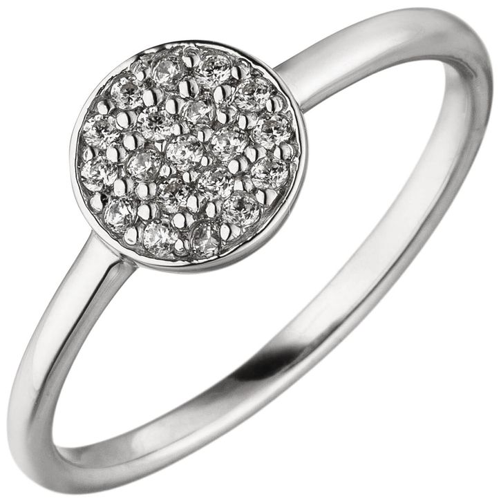 Ring mit Kreis 19 Zirkonia 925 Silber