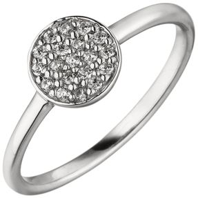 Ring Damenring mit Kreis 19 Zirkonia weiß 925 Silber Fingerring Fingerschmuck