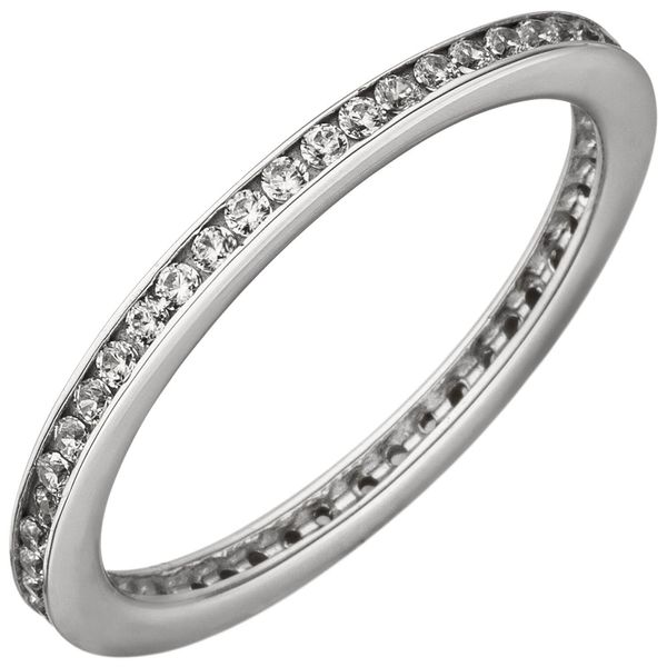 Schmaler Memoryring 925 Silber mit Zirkonia