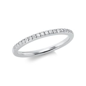 Halb-Memoire Ring aus 585 Weißgold 19 Brillanten 0,15ct TW-SI B:1,9mm