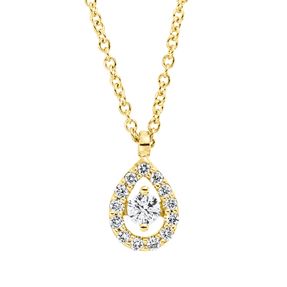 Collier Tropfen aus 750 Gold Gelbgold 14 Brillanten 0,1ct TW-SI L:43cm