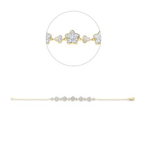 Armband Blumen aus 750 Gelbgold 48 Diamanten 0,88ct TW-SI B:6,4mm L:17,8cm