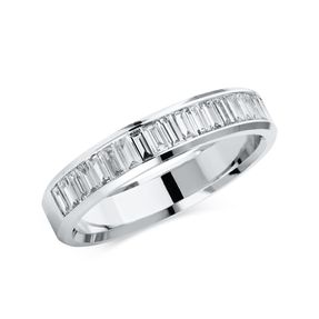 Halb-Memoire Ring aus 585 Weißgold 20 Diamanten Baguette-Schliff 0,5ct TW-SI B:4mm