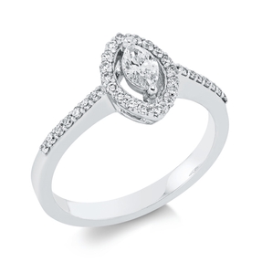 Ring aus 750 Gold Weißgold 33 Diamanten 0,42ct TW-SI B:10,2mm 2er-Krappe
