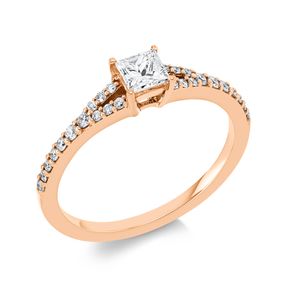 Ring aus 750 Gold Rotgold 27 Diamanten 0,49ct TW-SI B:4,5mm 4er-Krappe