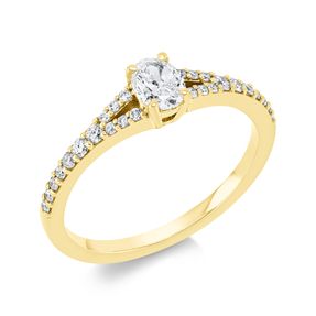 Ring aus 750 Gold Gelbgold 27 Diamanten 0,5ct TW-SI B:4,9mm 4er-Krappe