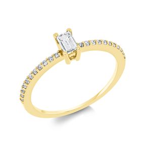 Ring aus 750 Gold Gelbgold 23 Diamanten 0,32ct TW-SI B:5,1mm 4er-Krappe