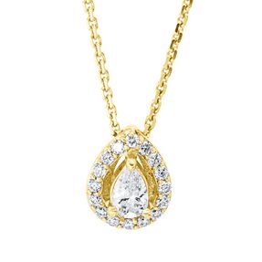 Collier Tropfen aus 750 Gold Gelbgold 17 Diamanten 0,32ct TW-SI L:45cm