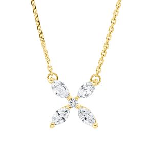 Collier Schmetterling aus 750 Gelbgold 6 Diamanten 0,42ct TW-SI L:45cm