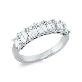 Halb-Memoire Ring 750 Weißgold 7 Diamanten Smaragd-Schliff 2,12ct TW-SI B:4,8mm