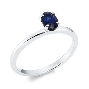 Ring aus 750 Gold Weißgold Saphir 0,59ct blau B:5,8mm 4er-Krappe