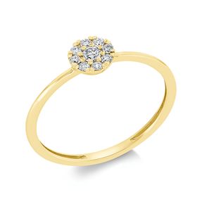 Ring aus 750 Gelbgold 8 Brillanten 0,1ct TW-SI 1 Brillant 0,05ct TW-SI B:5,6mm