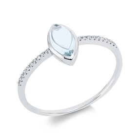 Ring Spitzoval 750 Weißgold Topas 0,79ct skyblue 20 Diamanten 0,05ct TW-SI B:9,1mm