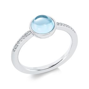 Ring aus 750 Weißgold Topas 1,81ct skyblue 16 Diamanten 0,06ct TW-SI B:8,2mm