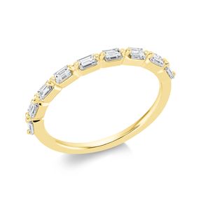 Halb-Memoire Ring aus 750 Gelbgold 9 Diamanten Baguette-Schliff 0,45ct TW-SI B:2mm