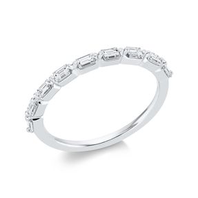 Halb-Memoire Ring aus 750 Weißgold 9 Diamanten Baguette-Schliff 0,47ct TW-SI B:2mm